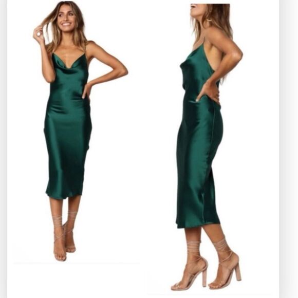 Petal & Pup Emerald Green Silky Persia Midi Dress Size 6 NWT $89 - Picture 1 of 5